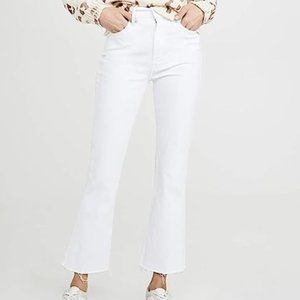 NWT! Mother Women's The Hustler Ankle Fray Jeans, Fairest of Them All, White, 28
